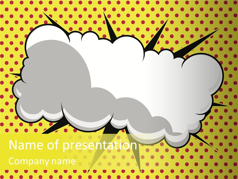 A Speech Bubble On A Yellow Background With Dots PowerPoint Template