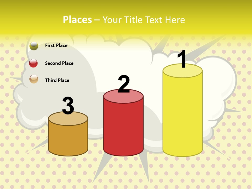 A Speech Bubble On A Yellow Background With Dots PowerPoint Template