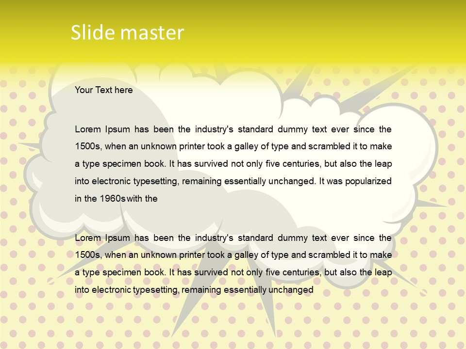 A Speech Bubble On A Yellow Background With Dots PowerPoint Template