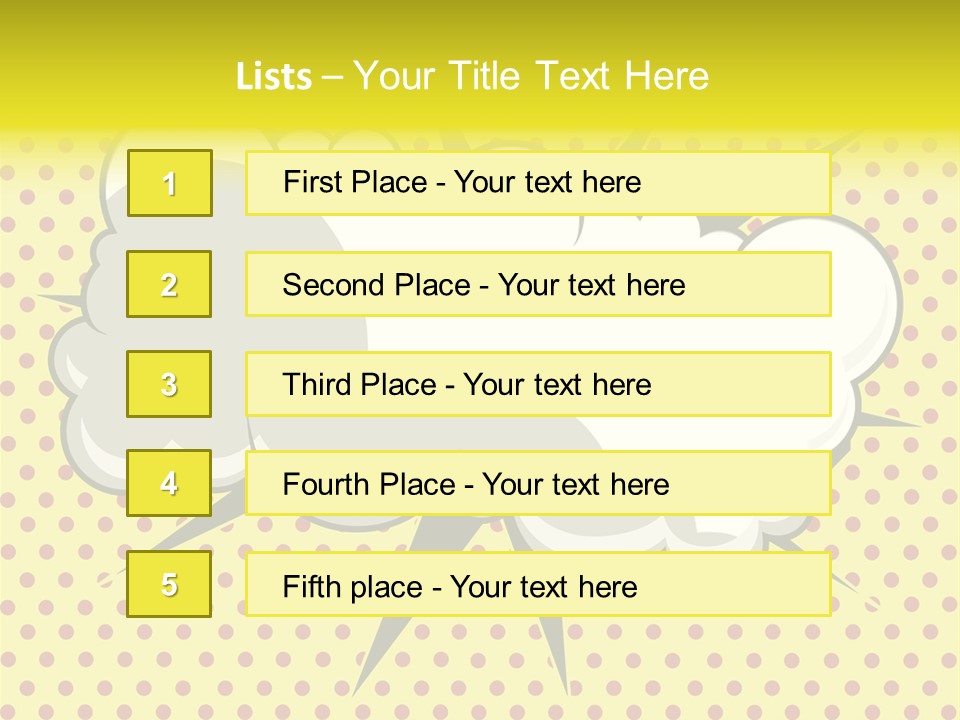 A Speech Bubble On A Yellow Background With Dots PowerPoint Template