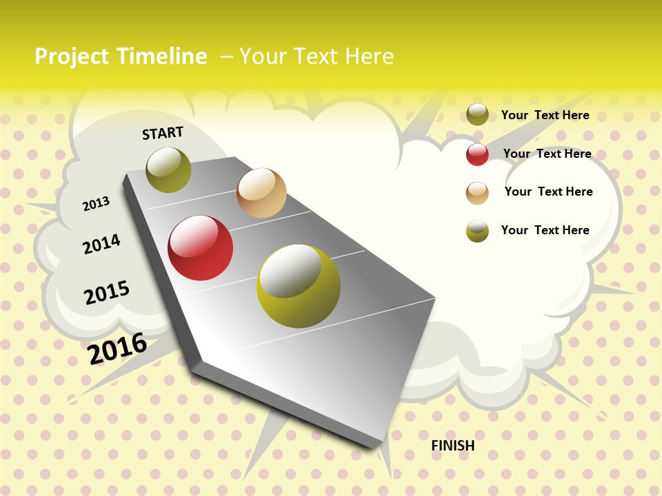 A Speech Bubble On A Yellow Background With Dots PowerPoint Template