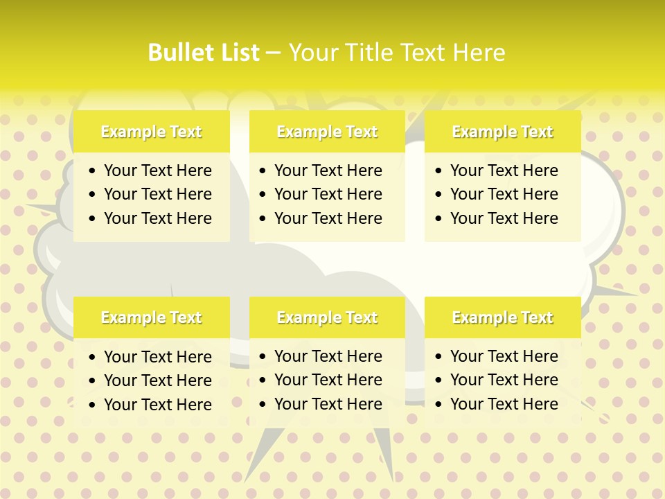 A Speech Bubble On A Yellow Background With Dots PowerPoint Template