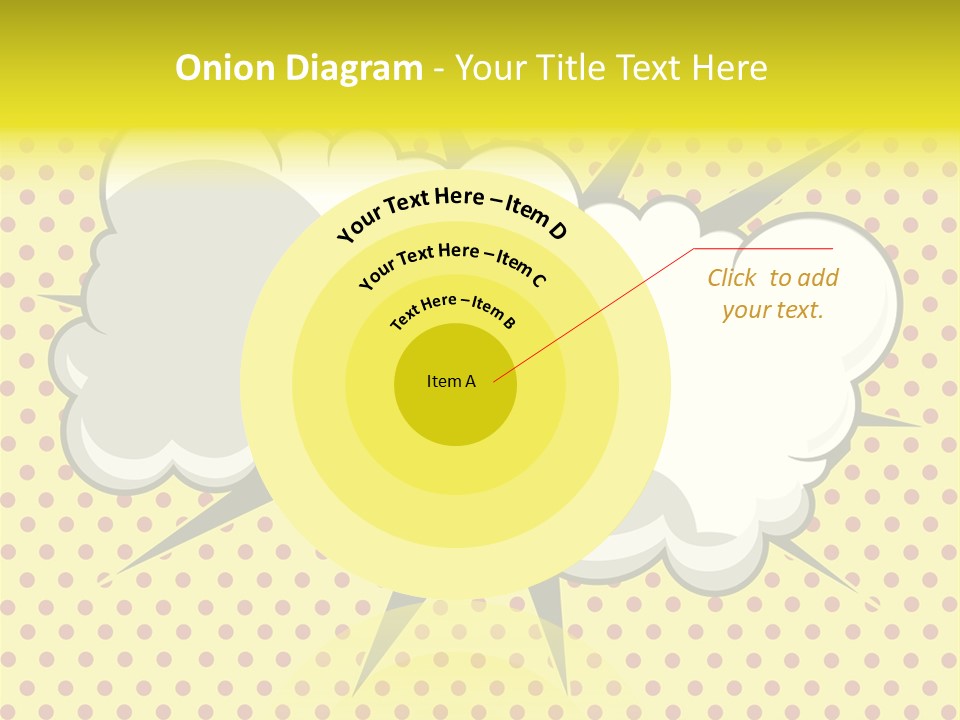 A Speech Bubble On A Yellow Background With Dots PowerPoint Template