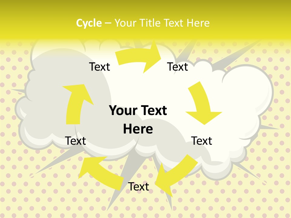 A Speech Bubble On A Yellow Background With Dots PowerPoint Template