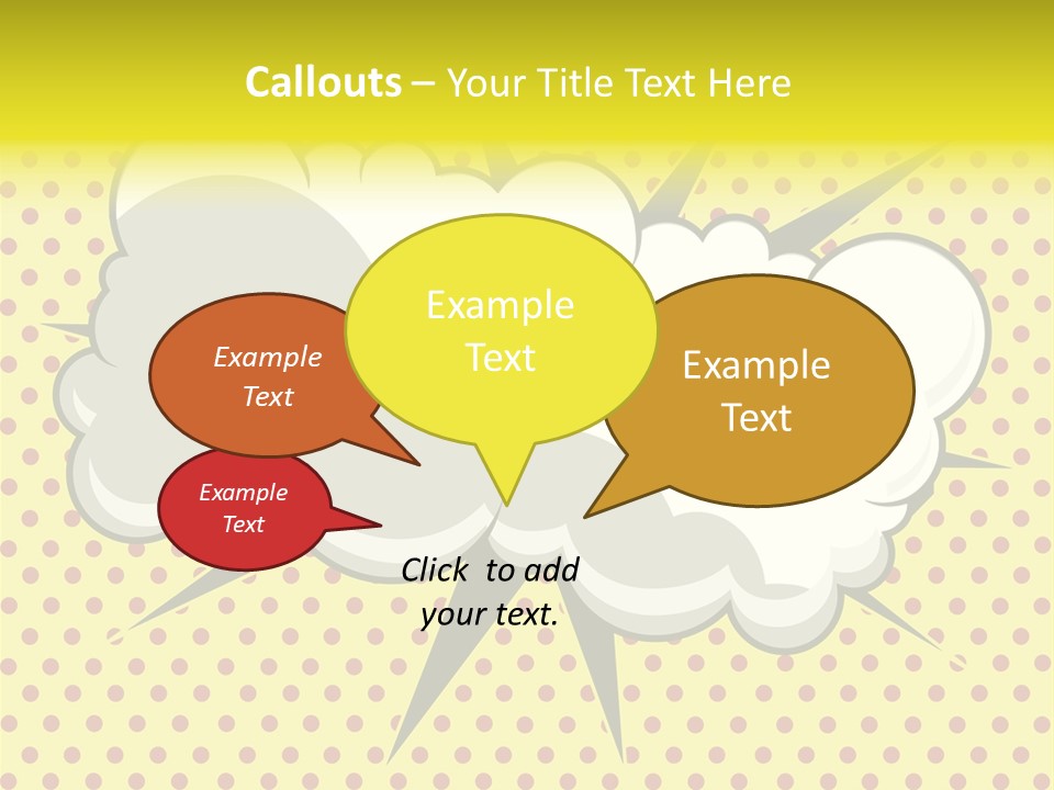 A Speech Bubble On A Yellow Background With Dots PowerPoint Template