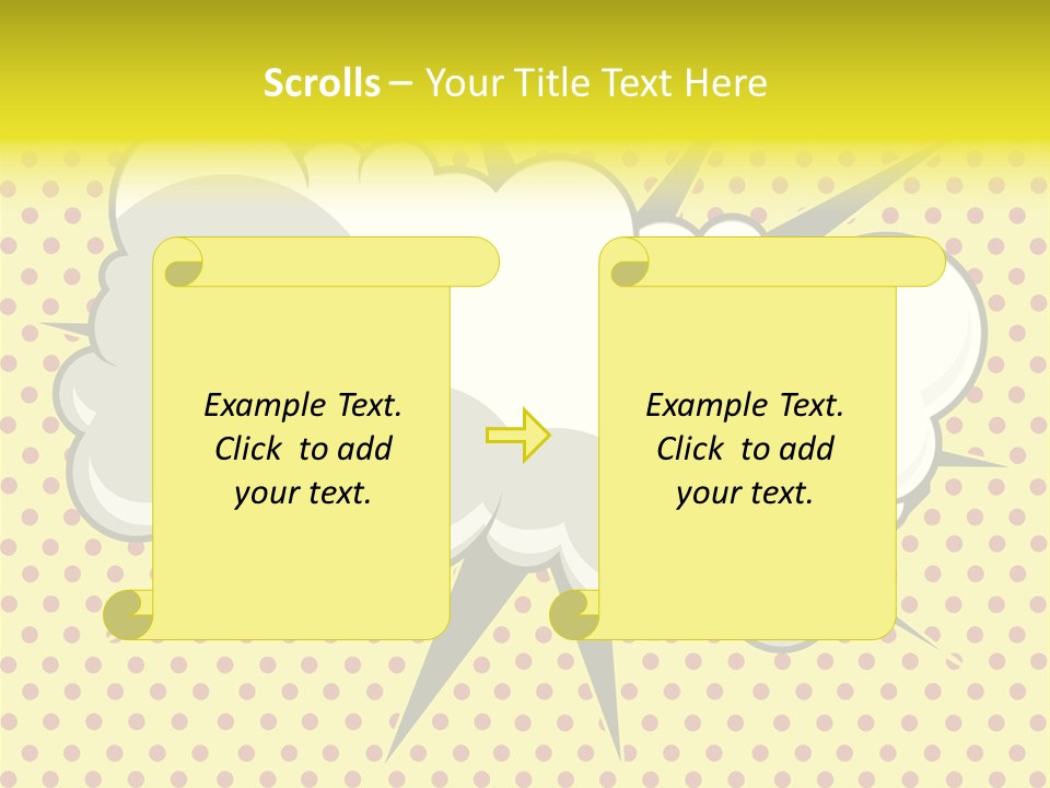 A Speech Bubble On A Yellow Background With Dots PowerPoint Template