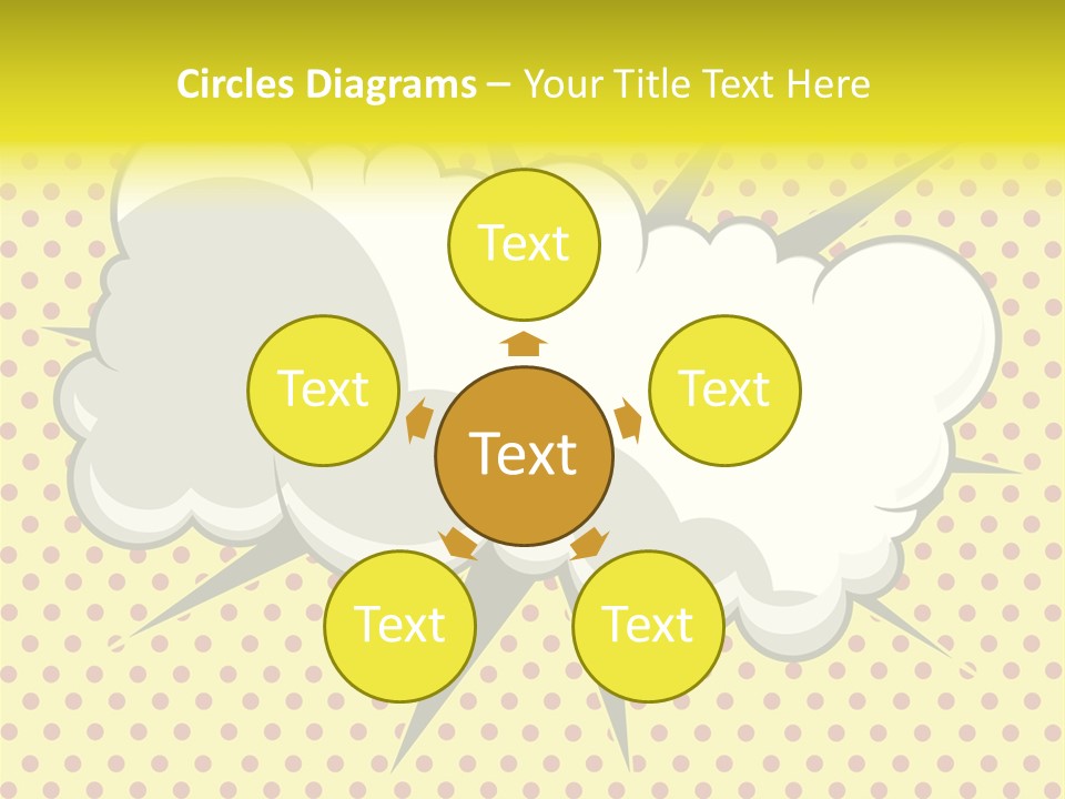 A Speech Bubble On A Yellow Background With Dots PowerPoint Template