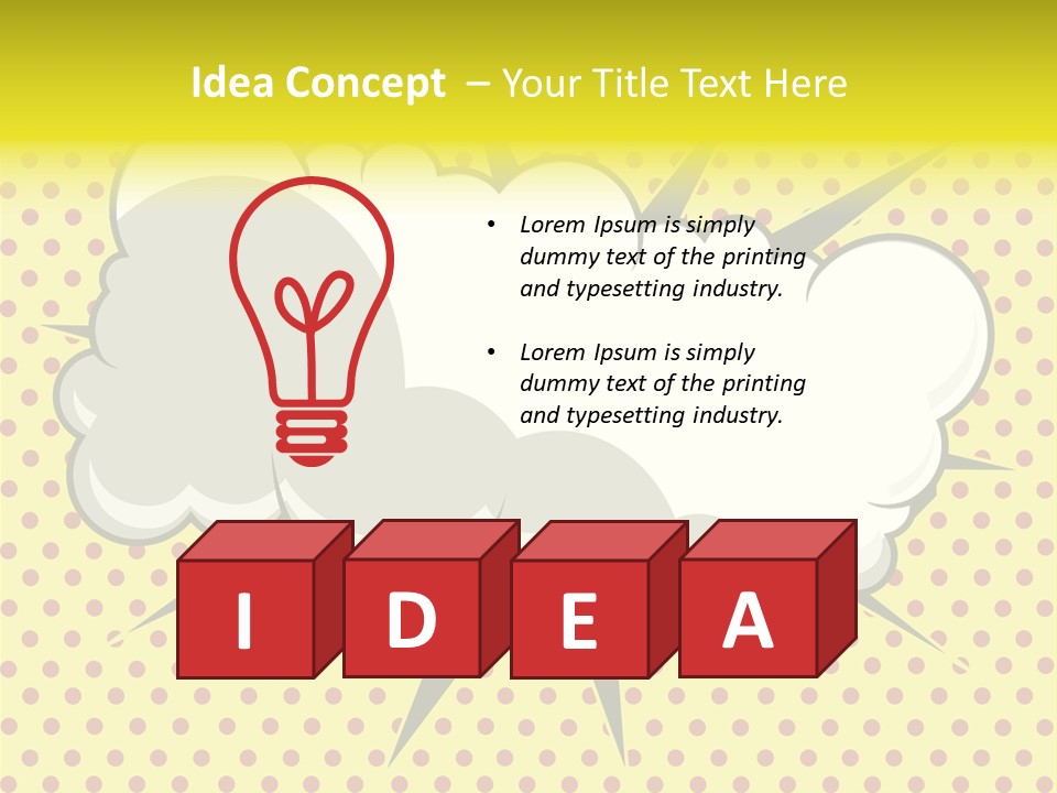 A Speech Bubble On A Yellow Background With Dots PowerPoint Template