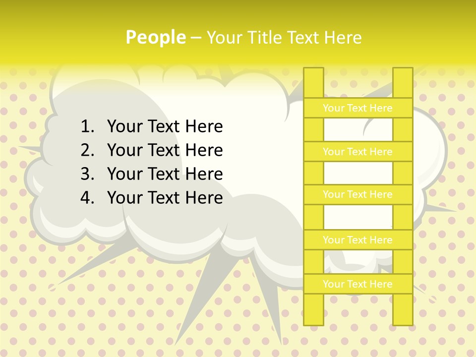A Speech Bubble On A Yellow Background With Dots PowerPoint Template