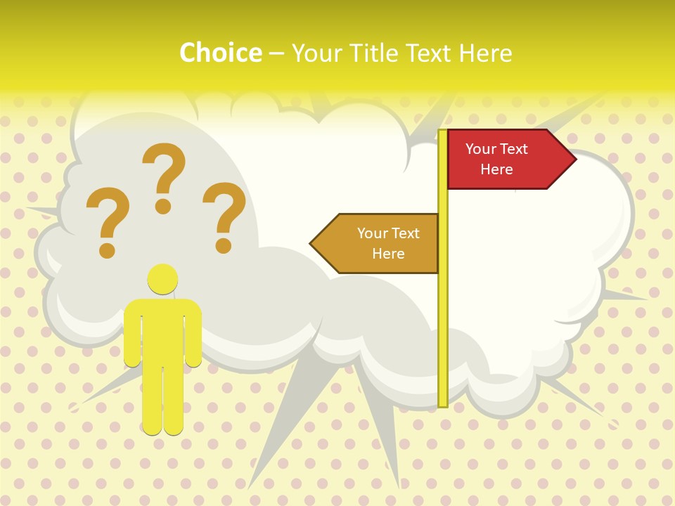 A Speech Bubble On A Yellow Background With Dots PowerPoint Template