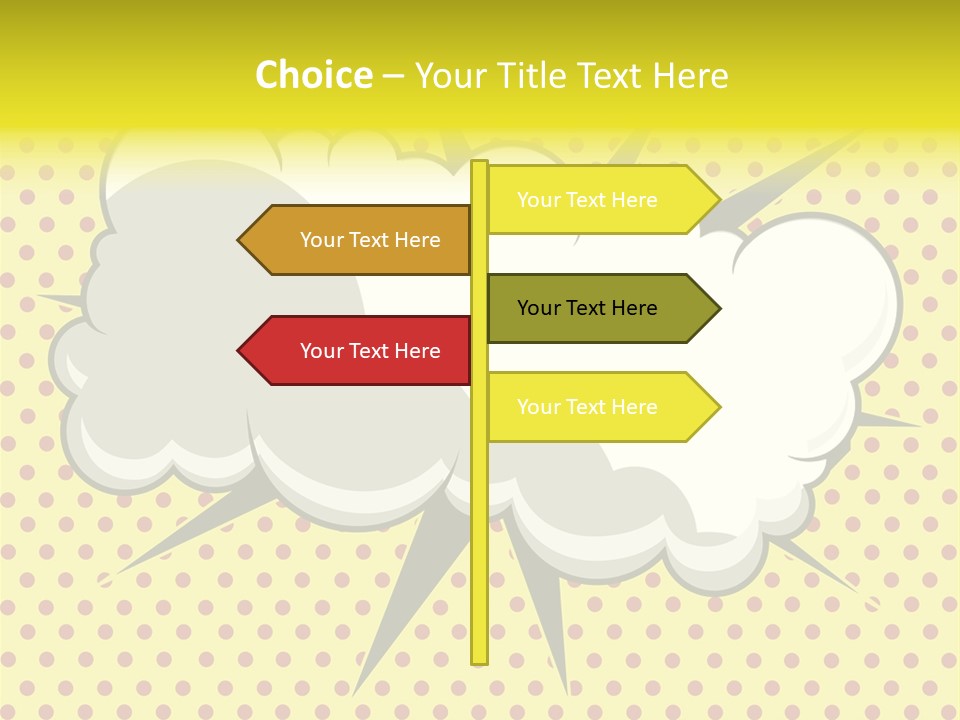 A Speech Bubble On A Yellow Background With Dots PowerPoint Template