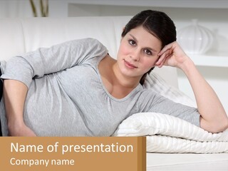 A Woman Laying On A Couch With A White Blanket PowerPoint Template