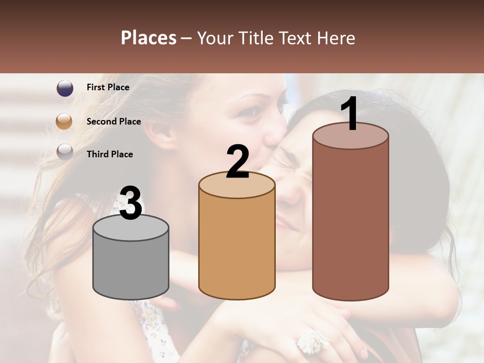 A Couple Of Women Hugging Each Other In Front Of A Brick Wall PowerPoint Template