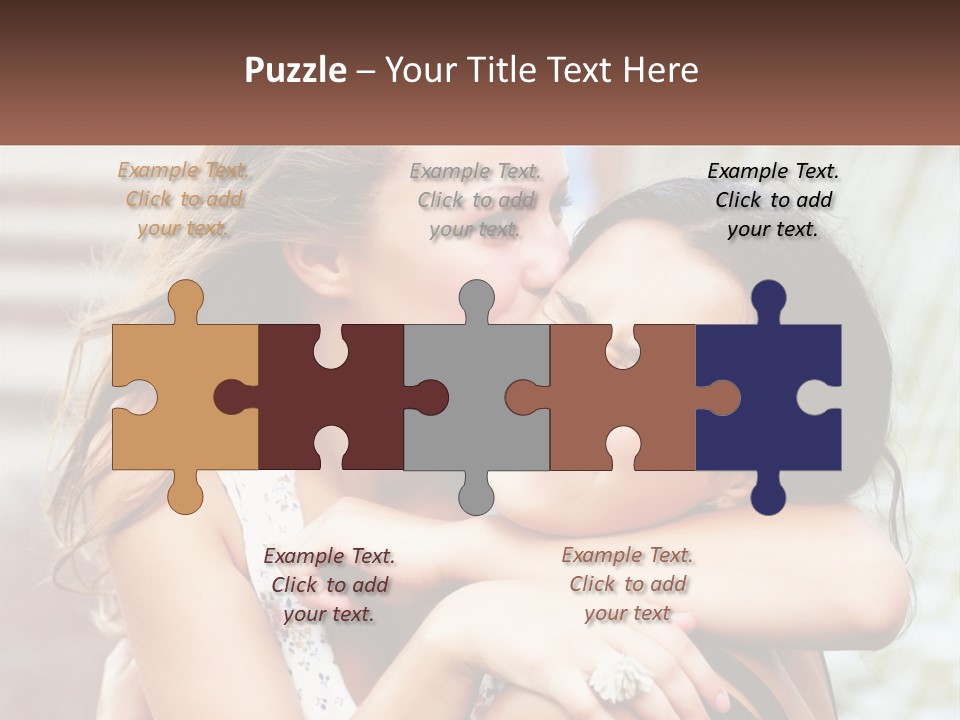 A Couple Of Women Hugging Each Other In Front Of A Brick Wall PowerPoint Template