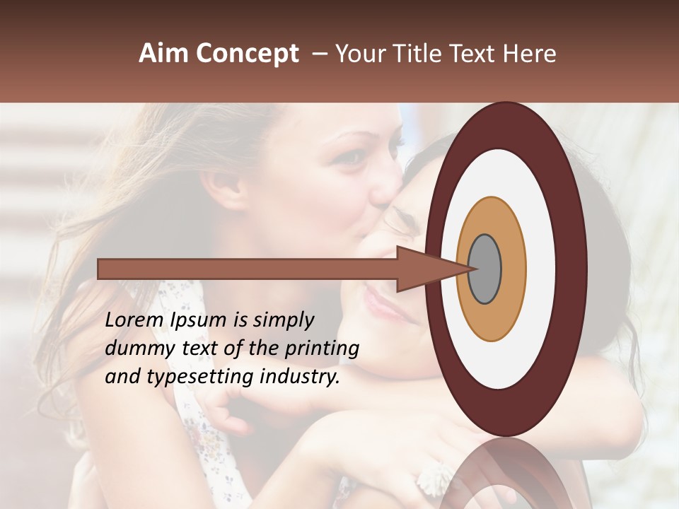 A Couple Of Women Hugging Each Other In Front Of A Brick Wall PowerPoint Template