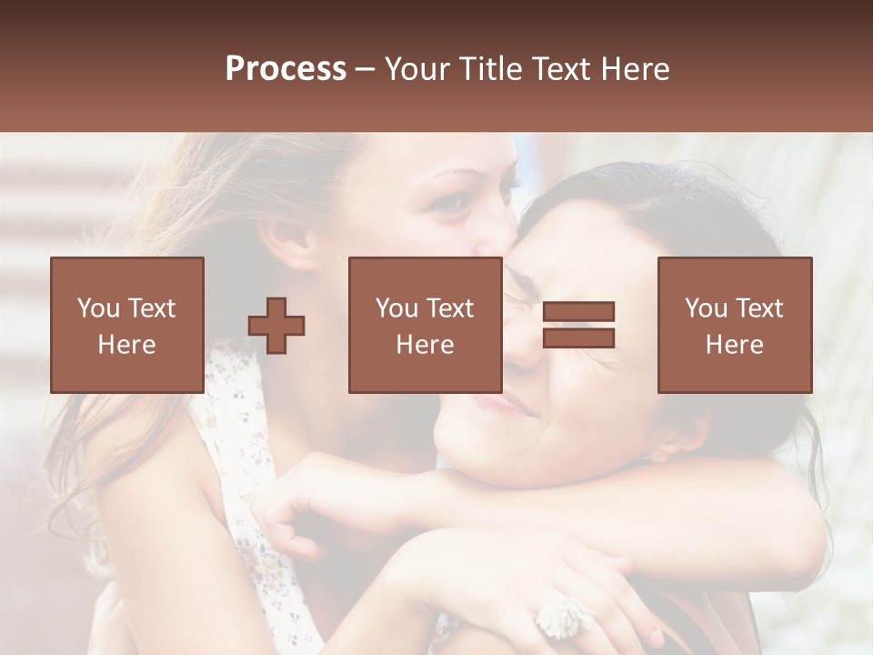 A Couple Of Women Hugging Each Other In Front Of A Brick Wall PowerPoint Template