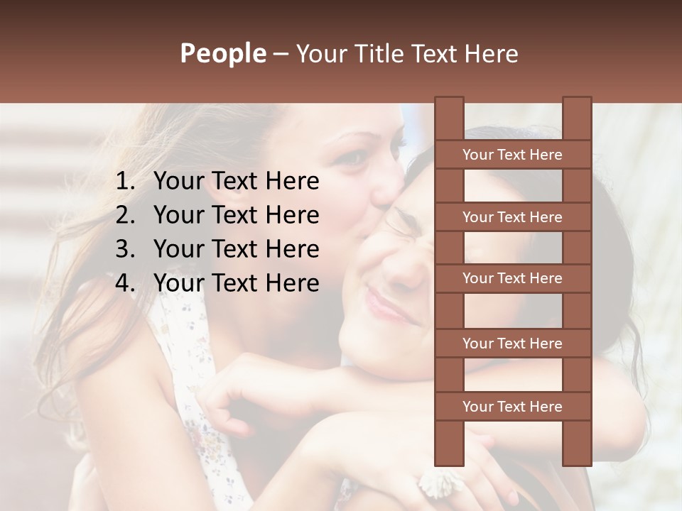 A Couple Of Women Hugging Each Other In Front Of A Brick Wall PowerPoint Template