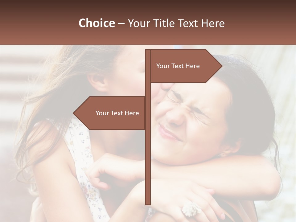 A Couple Of Women Hugging Each Other In Front Of A Brick Wall PowerPoint Template