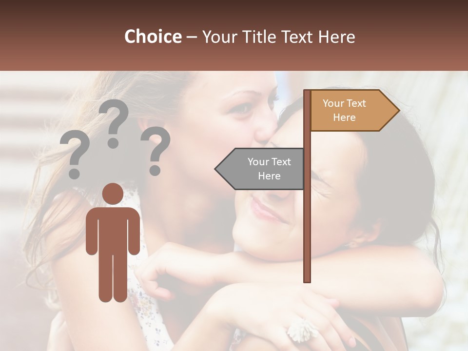 A Couple Of Women Hugging Each Other In Front Of A Brick Wall PowerPoint Template