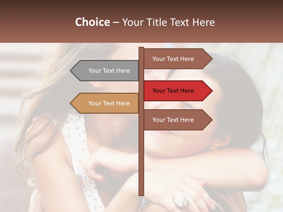 A Couple Of Women Hugging Each Other In Front Of A Brick Wall PowerPoint Template