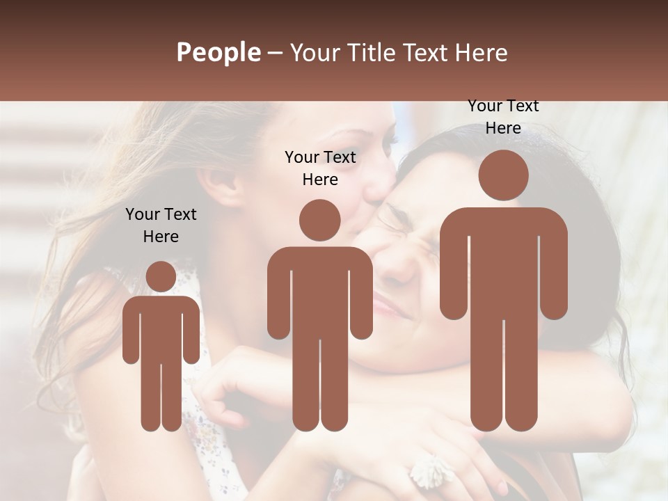 A Couple Of Women Hugging Each Other In Front Of A Brick Wall PowerPoint Template