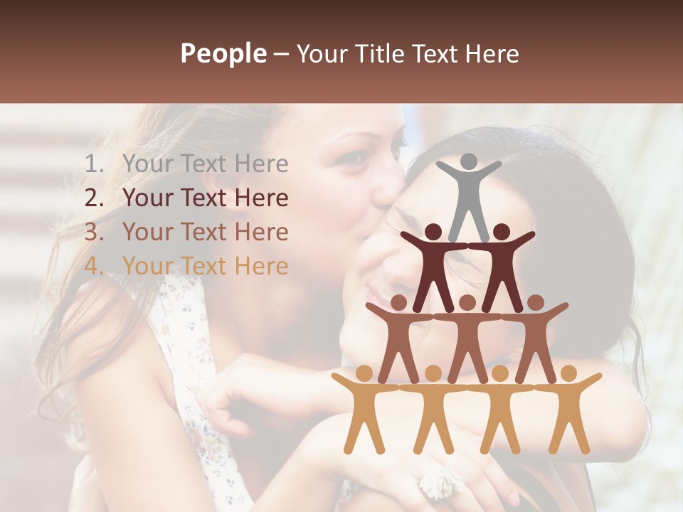 A Couple Of Women Hugging Each Other In Front Of A Brick Wall PowerPoint Template