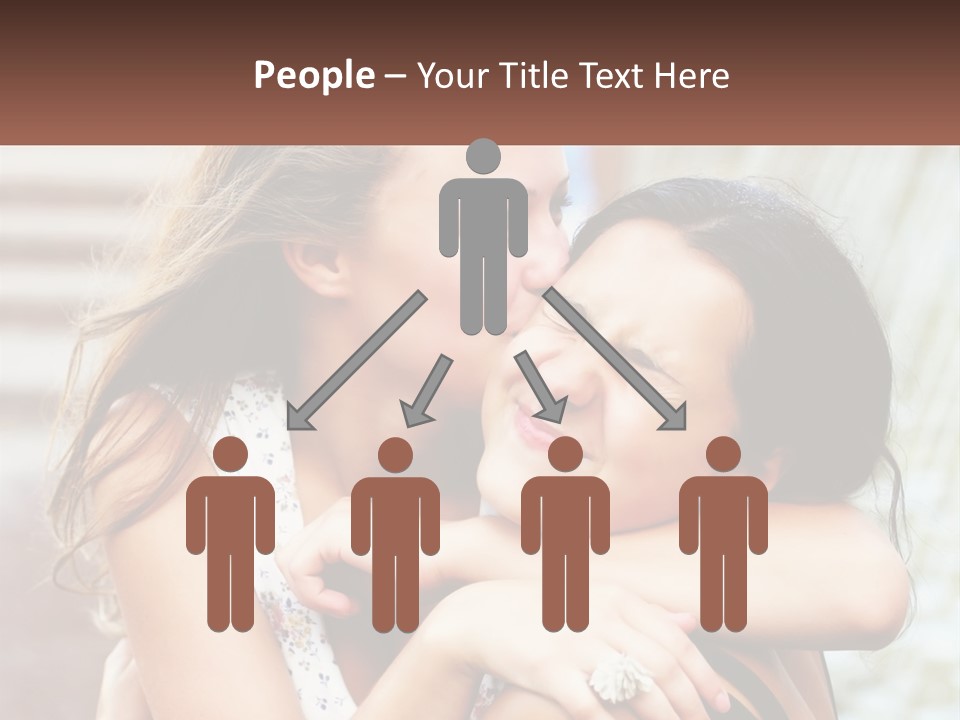 A Couple Of Women Hugging Each Other In Front Of A Brick Wall PowerPoint Template