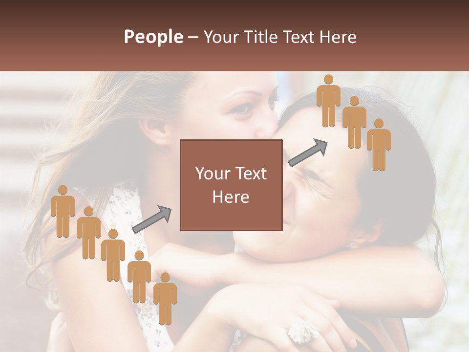 A Couple Of Women Hugging Each Other In Front Of A Brick Wall PowerPoint Template