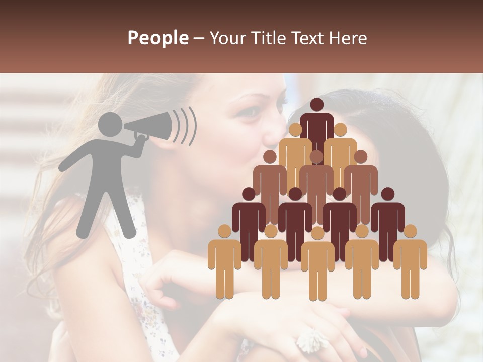 A Couple Of Women Hugging Each Other In Front Of A Brick Wall PowerPoint Template