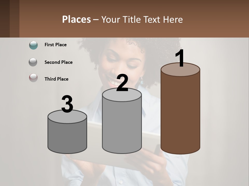 A Woman Holding A Tablet Computer In Her Hands PowerPoint Template