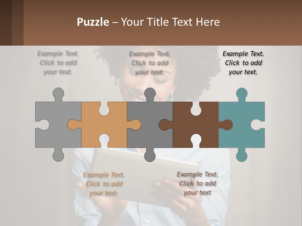 A Woman Holding A Tablet Computer In Her Hands PowerPoint Template