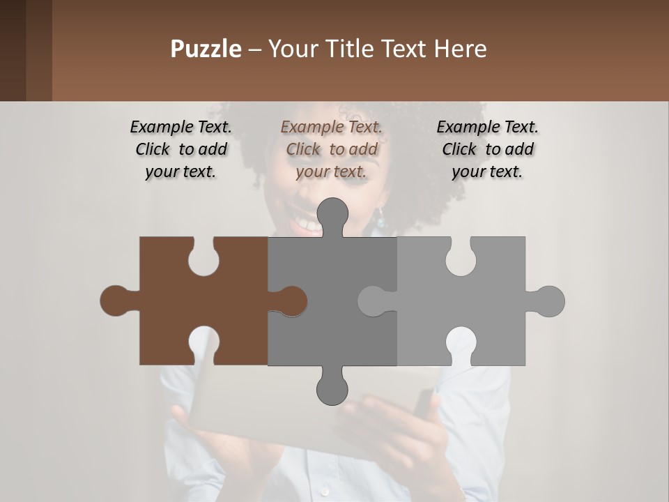 A Woman Holding A Tablet Computer In Her Hands PowerPoint Template