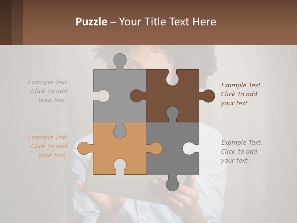A Woman Holding A Tablet Computer In Her Hands PowerPoint Template