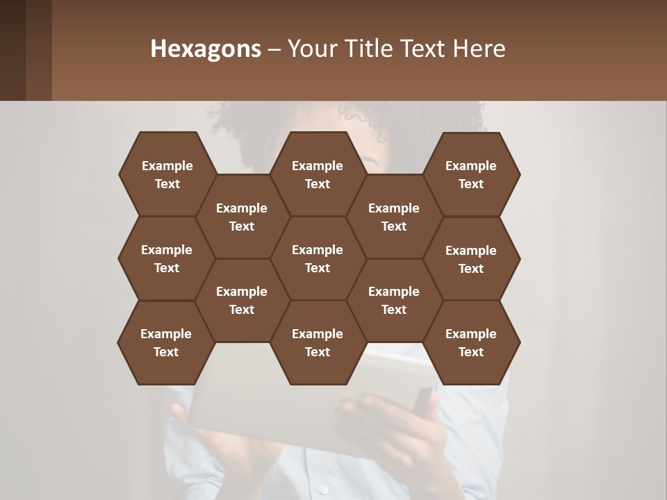 A Woman Holding A Tablet Computer In Her Hands PowerPoint Template