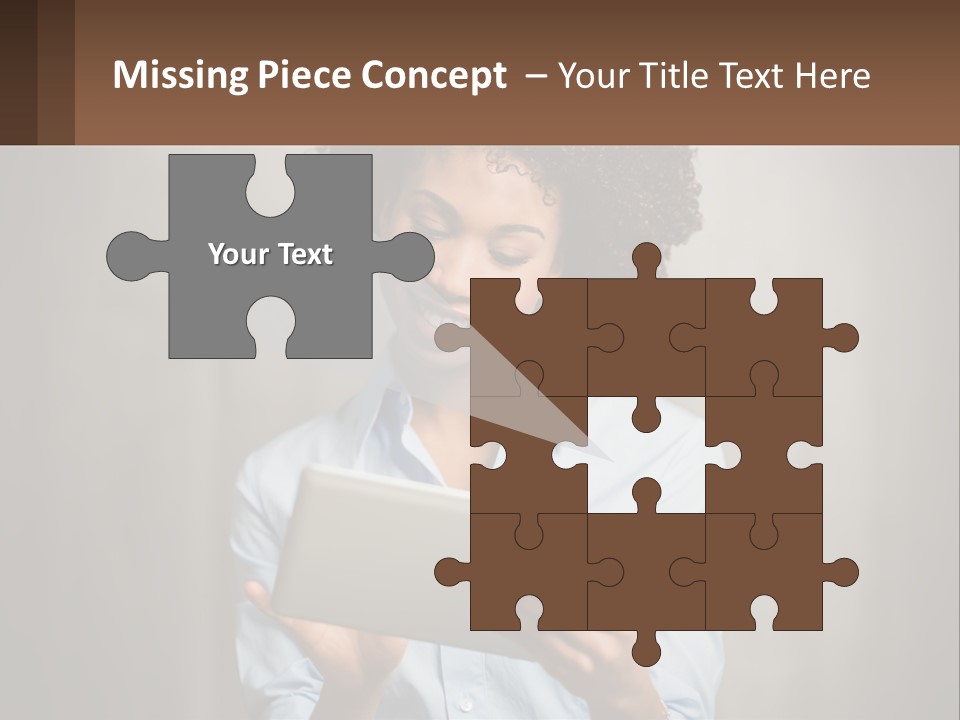 A Woman Holding A Tablet Computer In Her Hands PowerPoint Template