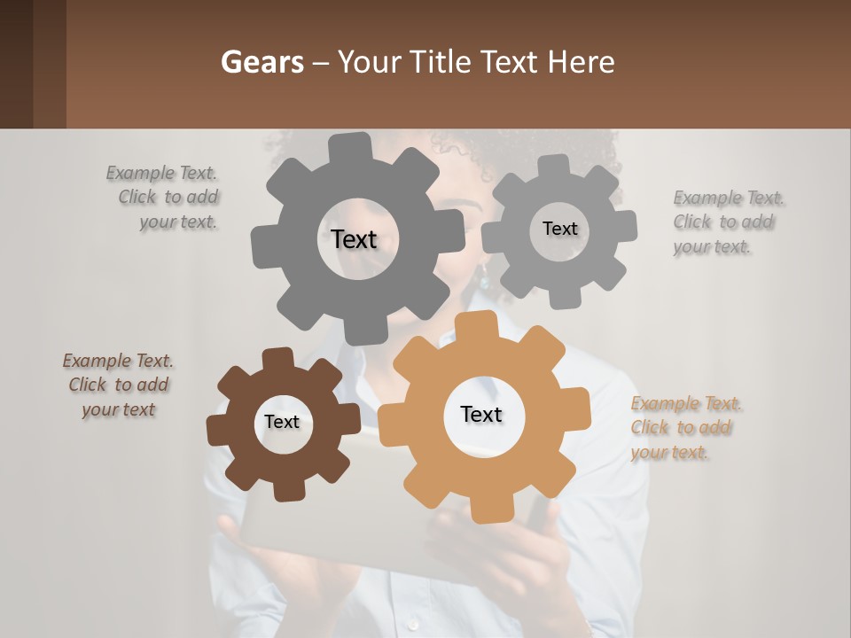 A Woman Holding A Tablet Computer In Her Hands PowerPoint Template