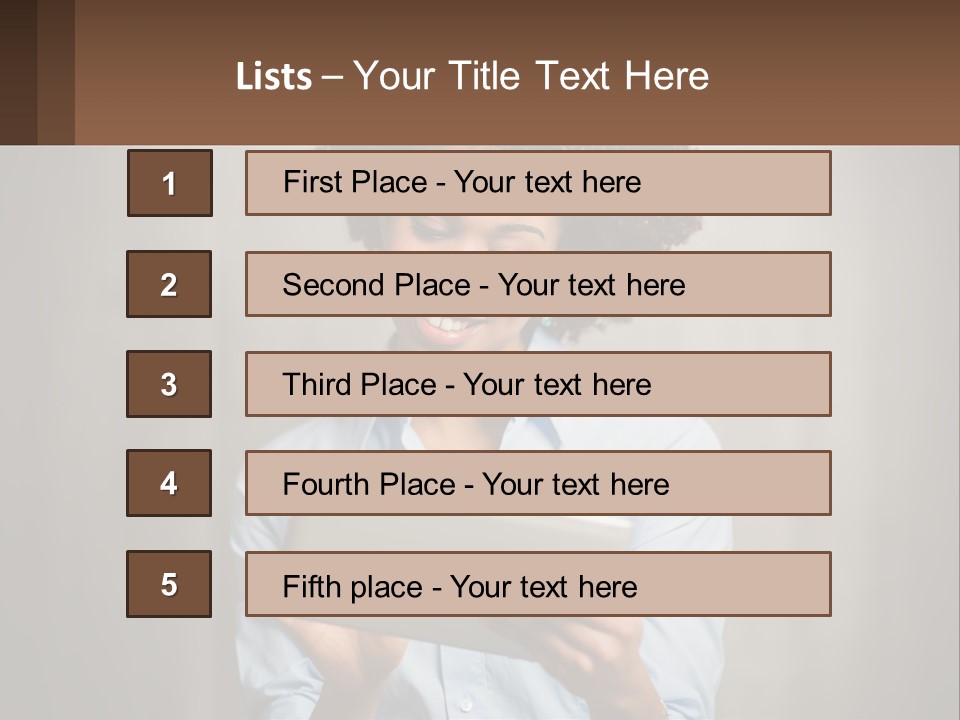 A Woman Holding A Tablet Computer In Her Hands PowerPoint Template