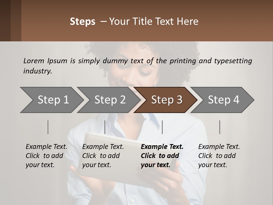 A Woman Holding A Tablet Computer In Her Hands PowerPoint Template