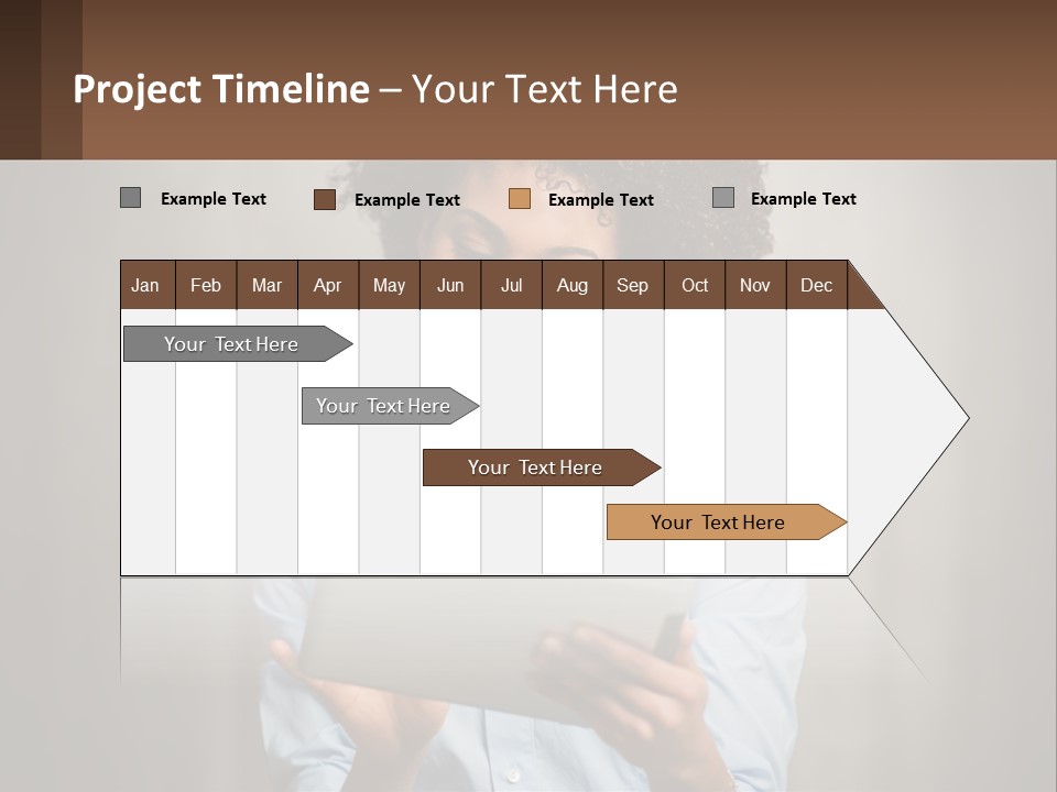 A Woman Holding A Tablet Computer In Her Hands PowerPoint Template