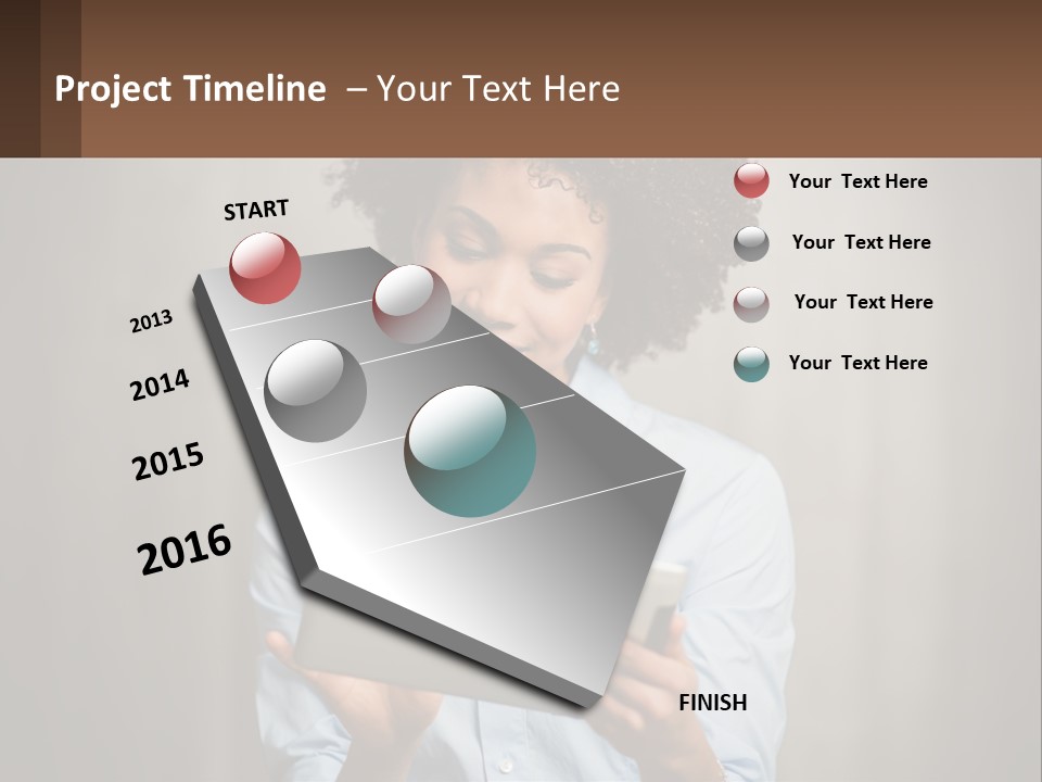 A Woman Holding A Tablet Computer In Her Hands PowerPoint Template
