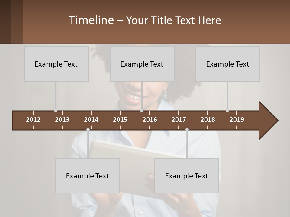 A Woman Holding A Tablet Computer In Her Hands PowerPoint Template
