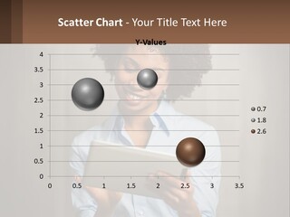 A Woman Holding A Tablet Computer In Her Hands PowerPoint Template