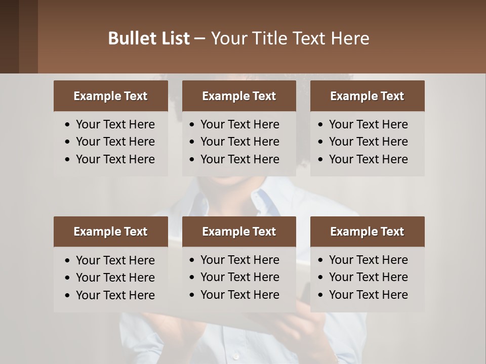 A Woman Holding A Tablet Computer In Her Hands PowerPoint Template