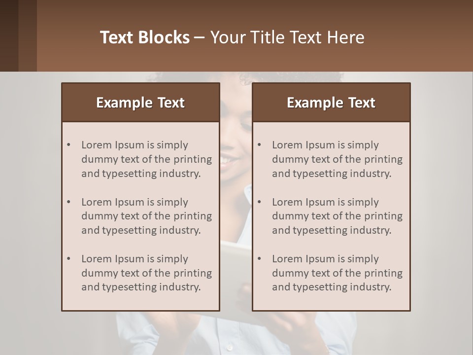 A Woman Holding A Tablet Computer In Her Hands PowerPoint Template