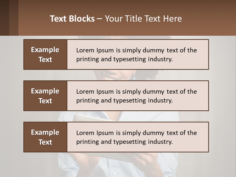 A Woman Holding A Tablet Computer In Her Hands PowerPoint Template