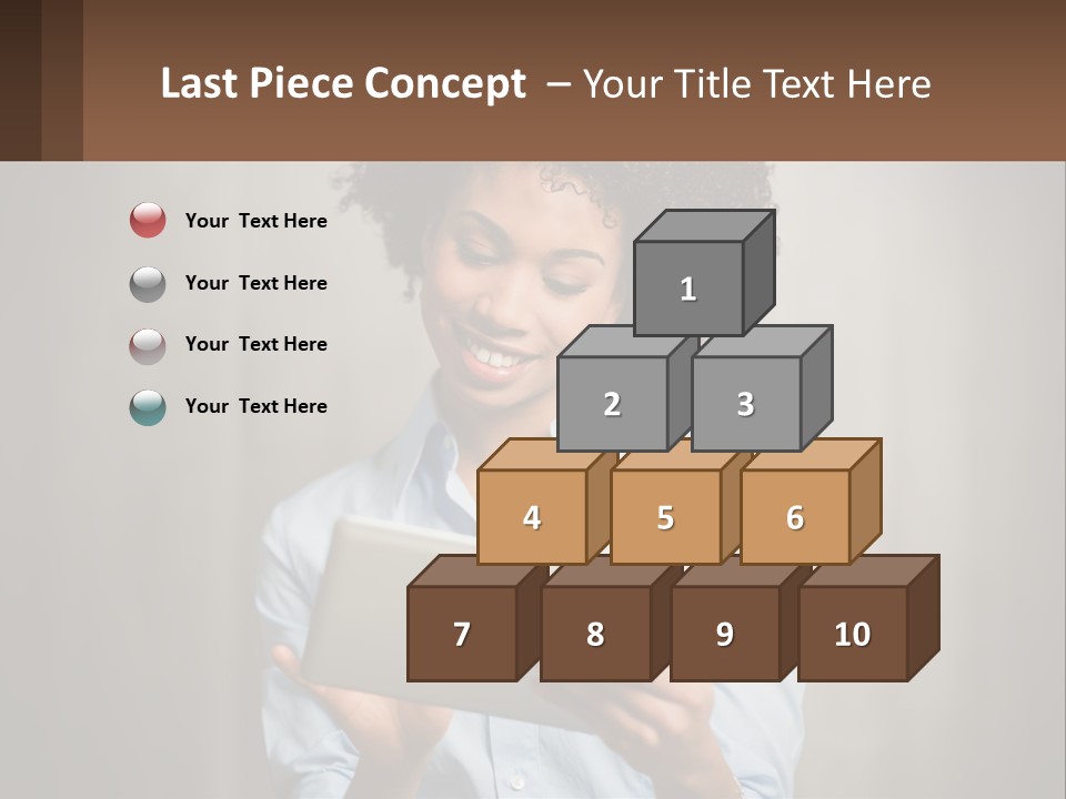 A Woman Holding A Tablet Computer In Her Hands PowerPoint Template