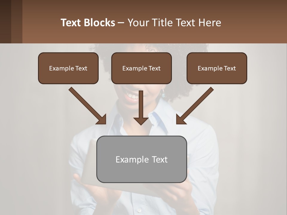 A Woman Holding A Tablet Computer In Her Hands PowerPoint Template