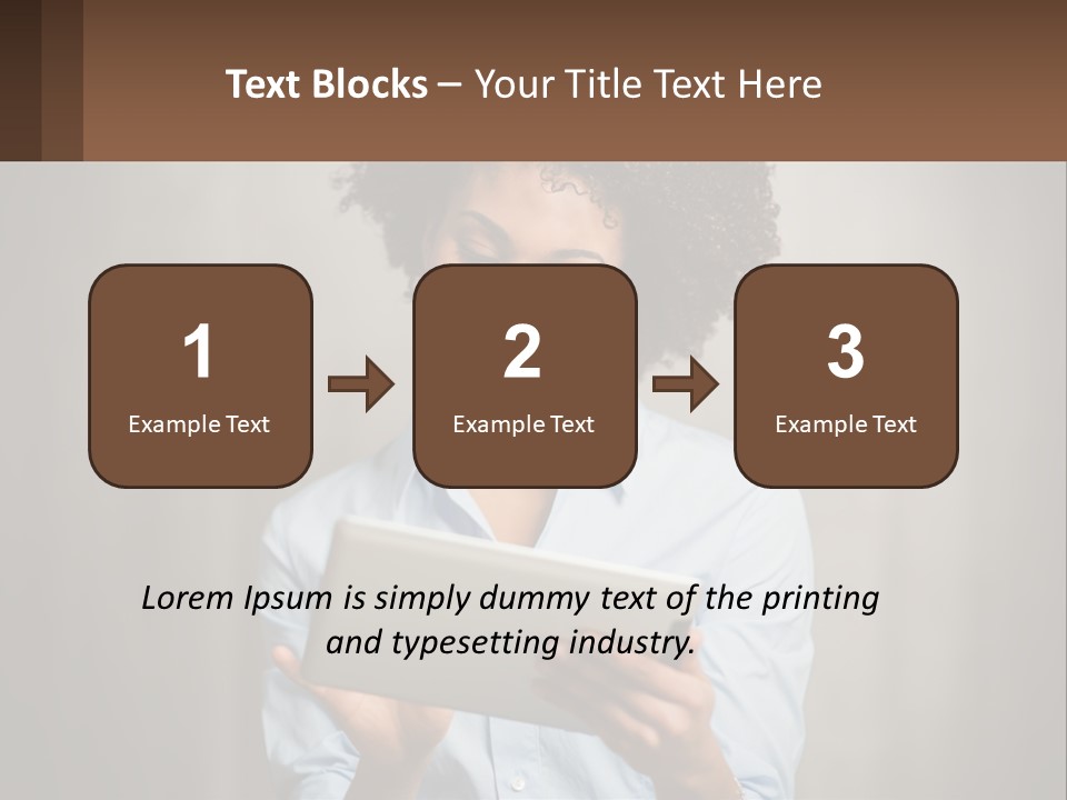 A Woman Holding A Tablet Computer In Her Hands PowerPoint Template