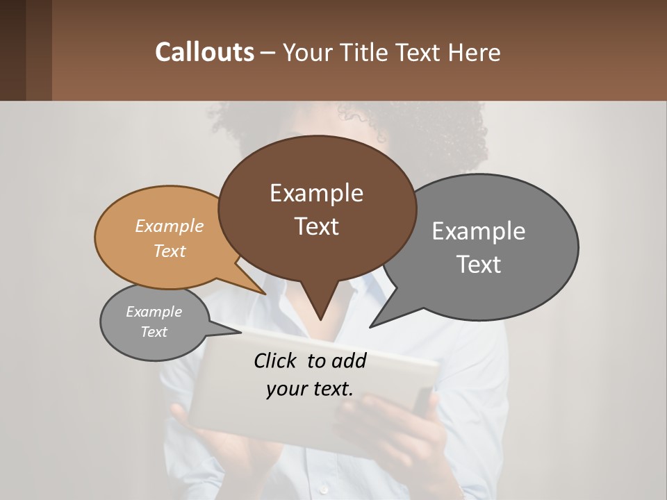A Woman Holding A Tablet Computer In Her Hands PowerPoint Template