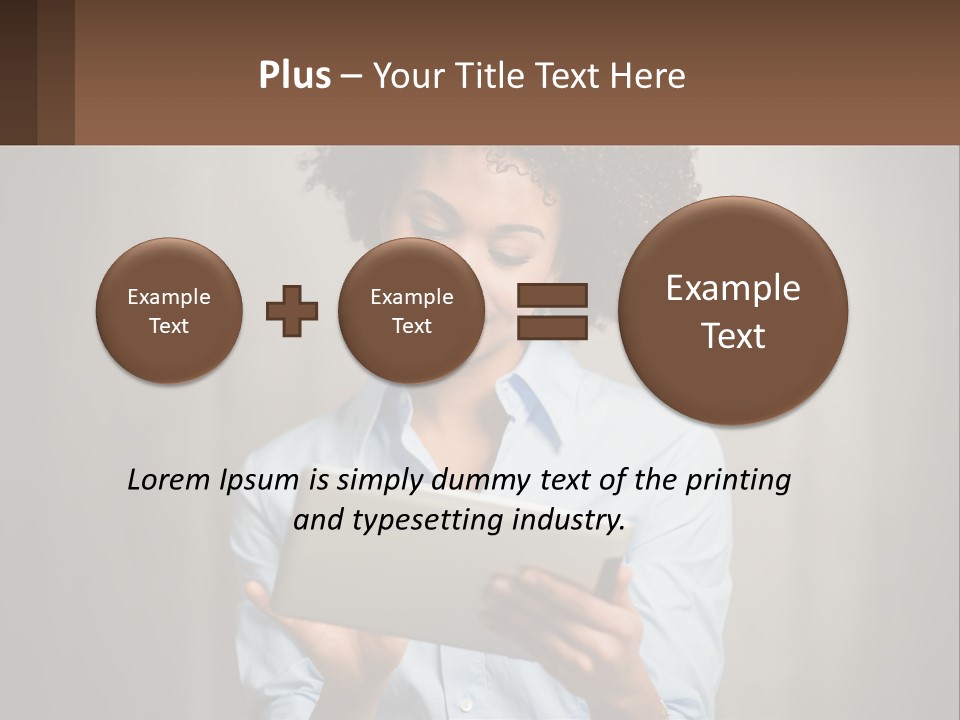 A Woman Holding A Tablet Computer In Her Hands PowerPoint Template